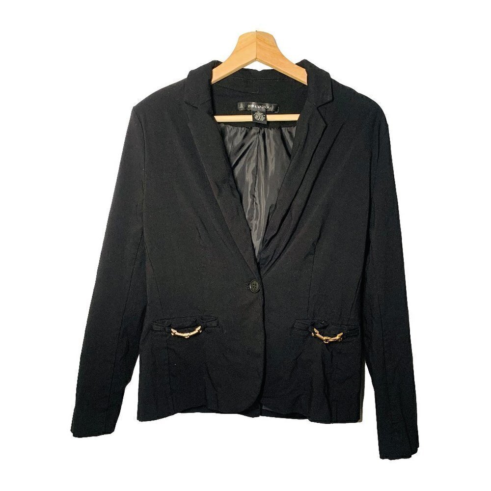 89th & Madison Black Button Jacket Blazer Size M